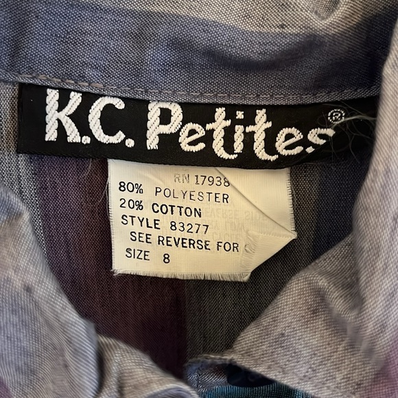 Vintage K.C. Petites Belted Collared Dress Size 8 Multi-Striped Long Sleeve - Picture 3 of 10